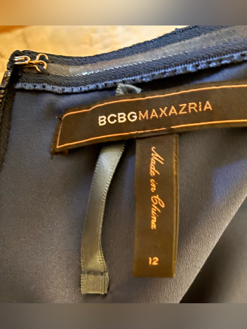 BCBGMaxAzria Navy Ruched Evening Gown Cocktail Bridesmaid Deep Blue Dress - Picture 4 of 8